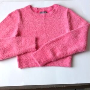 Urban Outfitters Sweater Cropped Pink Eyelashed Size Medium